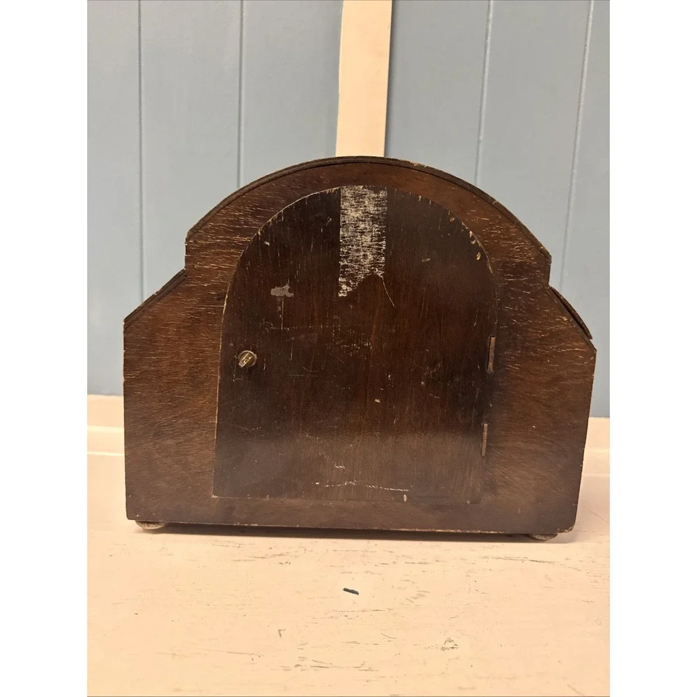 Vintage Art Deco Oak Cased Westminster Chime Mantel Clock Solid Heavy ‎ *READ